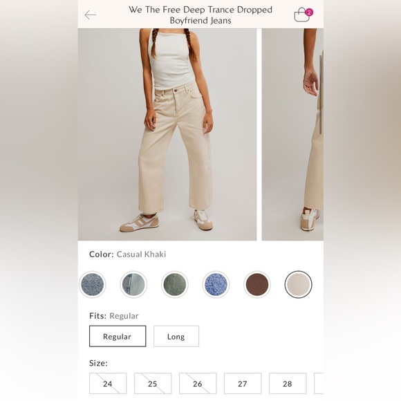 NWOT Free People We The Free Deep Trance Dropped Boyfriend Jeans casual khaki 25 - Picture 8 of 12